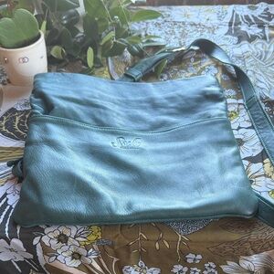 Sseko Teal Leather clutch or crossbody soft leather bag